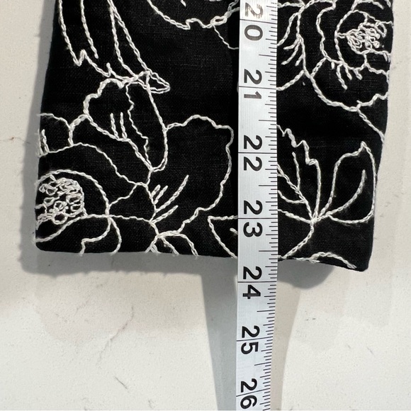 Jones New York Signature 100% Linen Black&White Floral Embroidered Jacket Sz 12 - Picture 12 of 13